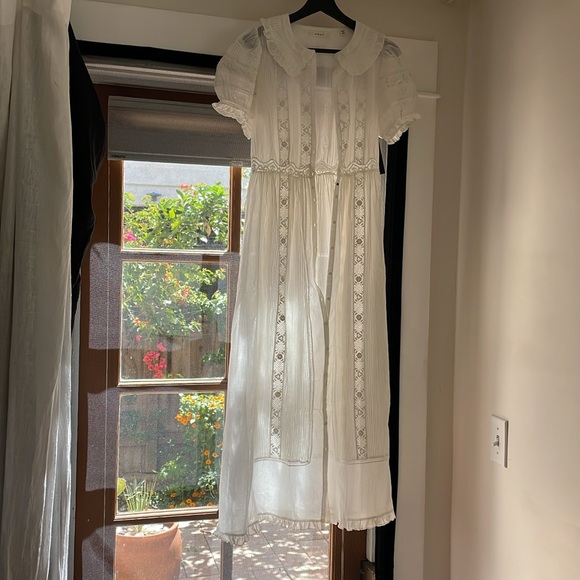 Doen Dresses & Skirts - DOEN Phoebe lace-trimmed pintucked organic cotton-voile midi shirt dress XXS